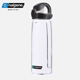 乐基因（nalgene）户外运动水杯塑料骑行随手杯子男女学生大容量便携直饮美国进口 5565-9024透明黑盖 650ml