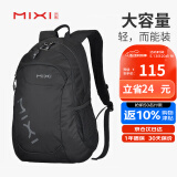 米熙mixi14英寸电脑包休闲运动双肩包女背包大容量旅行包18吋黑色5005
