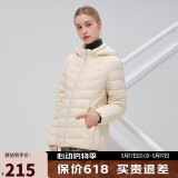 坦博尔轻薄羽绒服女宽松可脱卸帽女士轻薄羽绒外套TD216236 焦香米 160 