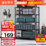 溢彩年华 厨房置物架落地仓储货架家用储物架杂物收纳架子2802-BK