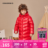 Converse 匡威童装男女童中长款羽绒服2023冬季新款儿童连帽保暖外套 学院红 140 /68 【建议身高128-140cm】