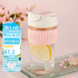 乐扣乐扣（LOCK&LOCK）咖啡杯耐热玻璃水杯子男女学生便携式双饮吸管杯随手杯500ML粉色