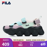 斐乐（FILA）女鞋草莓凉鞋新款厚底增高玛丽珍运动魔术贴凉拖 粉红沙司/淡水色-SD 37.5