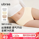 ubras【莫代尔】高弹织带内裤女士抑菌舒适中腰三角裤柔软透气(3条装) 椰青灰色+瓷月几色+奶酪黄色 3条 M
