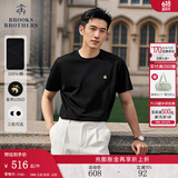 布克兄弟（BrooksBrothers）[100%棉]男士夏季款刺绣logo休闲圆领短袖T恤 0004-黑色 M