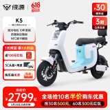 绿源（Luyuan）新国标电动自行车K5 通勤代步轻便电瓶车 48V24A可提锂电 光纤白