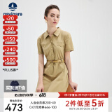 Navigare意大利小帆船短袖衬衫裙女士夏季时尚百搭小个子连衣裙简约中裙女 玛奇朵 XL 码