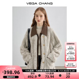 VEGA CHANG皮毛一体短外套女2024年秋冬新款宽松显瘦高级感名媛风毛绒大衣 常规版 S