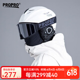 PROPRO 滑雪头盔装备护具男女通用安全帽成人/儿童单双板头盔 哑光白+黑色雪镜 XL号 建议头围58-61.5CM