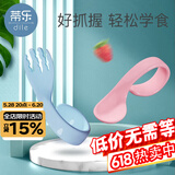 蒂乐 宝宝学吃饭训练勺子自主进食弯曲叉勺1-2岁婴儿童辅食餐具套装 多瑙蓝