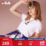 斐乐（FILA）官方女士短袖T恤夏印花运动女装针织短袖套头衫小熊T刺绣上衣 标准白-WT S 160/80A