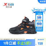 特步儿童童鞋精貂绒内里革面防风保暖免系带棉鞋 黑/鲜红橙 37码