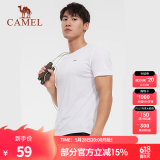 骆驼（CAMEL） 运动短袖T恤春夏情侣款宽松透气休闲跑步健身运动上衣 6002，白色，男 XL