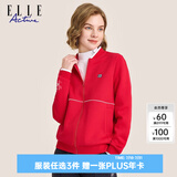 ELLE ACTIVE 棒球领夹克外套女装早春时尚百搭简约花卉印花运动休闲通勤外套 红色 M