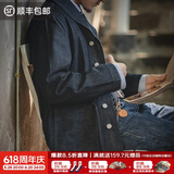 马登工装 新复古回潮水洗丹宁夹克阿美咔叽养牛猎装牛仔翻领外套男春 牛仔蓝 2XL