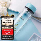 希诺双层玻璃杯家用办公水杯女高颜值泡茶杯子XN-9506蒂芙尼蓝 300mL