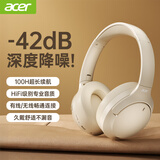 宏碁（acer）OHR305头戴式蓝牙耳机ANC主动降噪重低音无线耳麦长续航电脑网课游戏运动适用苹果华为小米白色