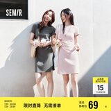 森马（Semir）连衣裙女圆领收腰弹力针织裙2025夏刺绣休闲短裙辣妹109325114001