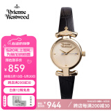 薇薇安·威斯特伍德（Vivienne Westwood）西太后手表女士小表盘女表石英表皮表带生日礼物送女友金色同款 黑色女表 VV090GDBK 23mm