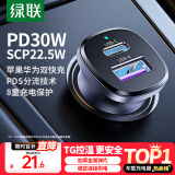 绿联车载充电器【销量NO1】点烟器超级快充转换器插头适用苹果16华为/小米一拖二