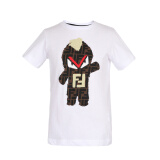 FENDI KIDS 芬迪 奢侈品童装 男童白色棉质小怪兽短袖T恤 JMI252 7AJ F0QA0 4A/4岁/110cm