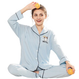 诺宜（NuoYI）月子装月子服哺乳衣纯棉孕产妇家居服睡衣J38158条纹蓝色L