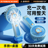 菲耐德手持小风扇桌面迷你小型便携式随身手拿户外办公室学生上课宿舍静音usb充电大风力长续航 【迷你款丨天青蓝】超轻盈丨3挡劲风 【全身清凉丨冰感体验】