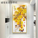 婕茵桐自粘招财进宝玄关装饰画高档贴画现代轻奢黄金满地五福临门发财树 BHS-02款 宽60X120厘米打印金边
