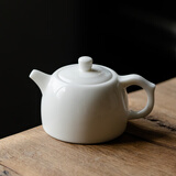 兮元记羊脂玉茶壶陶瓷泡茶单壶大红袍红茶茶具套装功夫白瓷泡茶器 羊脂玉瓷井栏壶（225ml）