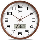 康巴丝（Compas）挂钟客厅2025款简约办公日历钟表石英钟表挂墙时钟 c3519Y日历摩卡棕直径39cm