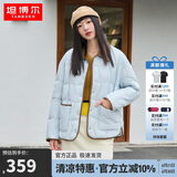 坦博尔羽绒服女短款翻领韩版宽松女士灯芯绒外套TD236266 海盐蓝 155 
