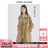 VEGA CHANG风衣女中长款2025春秋季新款韩版收腰经典时尚外套ins潮 鹭茶色 L