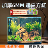 坤宁王金晶超白玻璃鱼缸40*30方缸家用小型裸缸桌面造景溪流缸乌龟缸