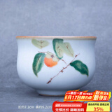 容山堂官窑彩绘茶杯大小号可养开片主人杯单个杯盏品茗杯功夫茶具 官窑茶杯-事事如意