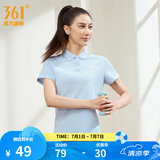 361度运动翻领t恤2025年春夏季新款休闲透气短袖情侣POLO衫 【女款】凝雾蓝 L