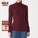 无印良品 MUJI 女式  罗纹高领毛衣 W9AA870 长袖针织衫 深紫红色 M