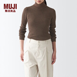 无印良品（MUJI）女式 罗纹可水洗高领毛衣 长袖打底针织衫上衣毛衫 BAG01A1A 深咖啡色 M 160/84A
