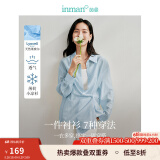 茵曼（INMAN）章若楠同款欧若风天丝薄开衫女装衬衫2025夏季新品长袖衬衣 多扣款钱布雷蓝-18424138 XL