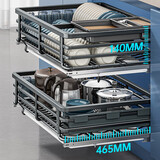 九牧（JOMOO）拉篮厨房橱柜抽屉式双层放装碗筷碟架304不锈钢拉篮调味收纳拉篮 A款枪灰实心不锈钢550柜体