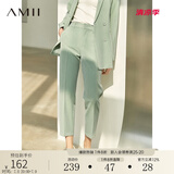 AMII职业西服套装女春夏新款休闲外套时尚西装两件套 抹茶绿(西裤) M (160)