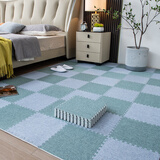 NSYCA棉麻方块拼接地毯卧室满铺家用客厅儿童爬行垫布艺大面积地毯简约 天蓝+薄荷绿【表层棉麻+环保EVA底】 30cm*30cm *1.0cm【12片装】带边条