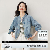 尚都比拉春秋款纯棉牛仔外套短款高级感女装气质休闲百搭上衣 牛仔蓝 M 