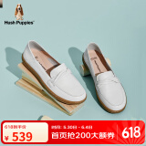 暇步士（Hush Puppies）皮鞋女士平底休闲一脚蹬英伦乐福鞋B2I08AA1 白色 39