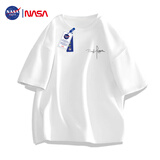 NASA GISS官方潮牌T恤男夏季纯棉圆领印花宽松打底简约情侣短袖 白色 2XL 