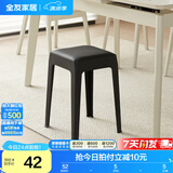 全友家居小方凳子可叠放家用结实耐用软包高脚移动塑料板凳KD 黑色|软垫凳*1