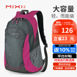 米熙mixi14英寸电脑包双肩包女大容量旅行包休闲运动背包20吋玫红5005