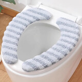 家の物语（KATEI STORY）日本马桶垫四季通用马桶坐垫厕所坐垫加厚防水秋冬马桶贴可水洗 加厚条纹马桶垫大号 蓝色