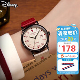迪士尼（Disney）手表女学生个性复古撞色帆布带石英表高颜值女孩初高中生防水手表