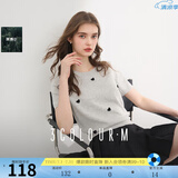 三彩2025夏季新款休闲简约爱心针织衫圆领短袖正肩小衫套头衫M 岩灰预售[5月1日]发 L 165/88A