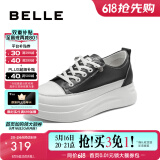百丽（Belle）小白鞋女鞋商场款厚底增高一脚蹬单鞋透气休闲鞋U8N1DAM3预售 黑色 36 (230mm)